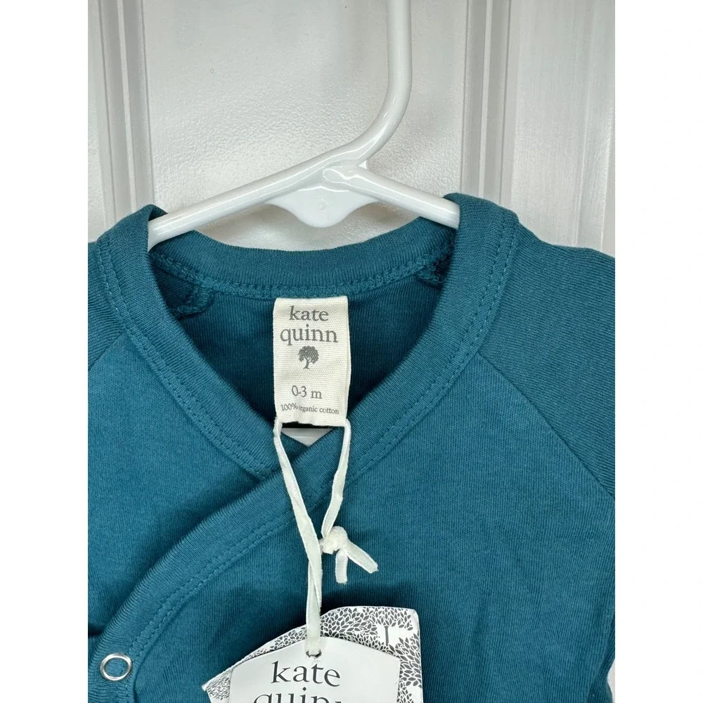 Kate Quinn Organic‎ Cotton Kimono Bodysuit Teal Blue Size 0-3M NWT
